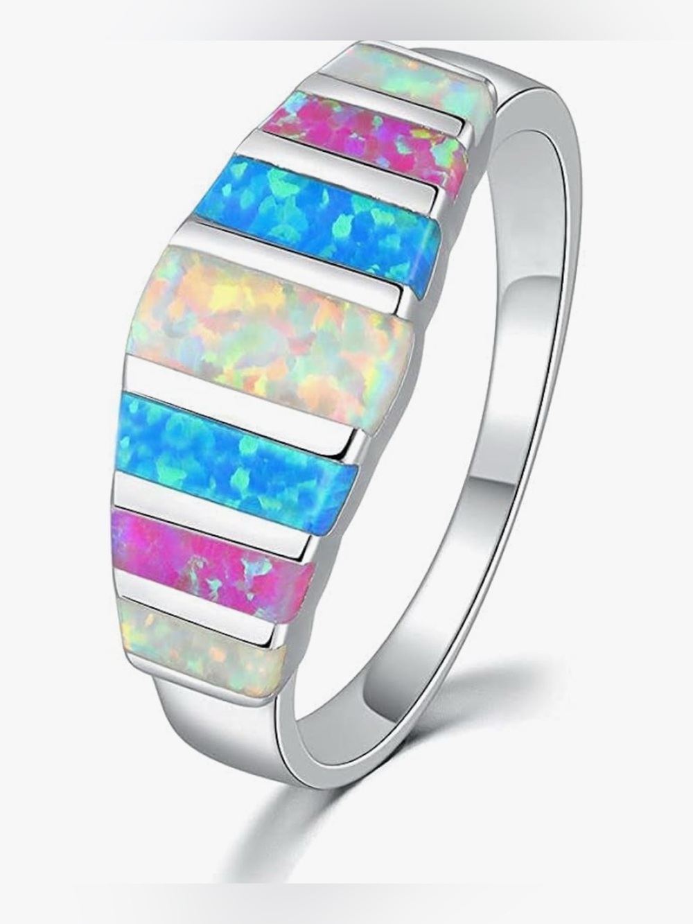 Stunning Nordstrom silver opal colorful ring size 7